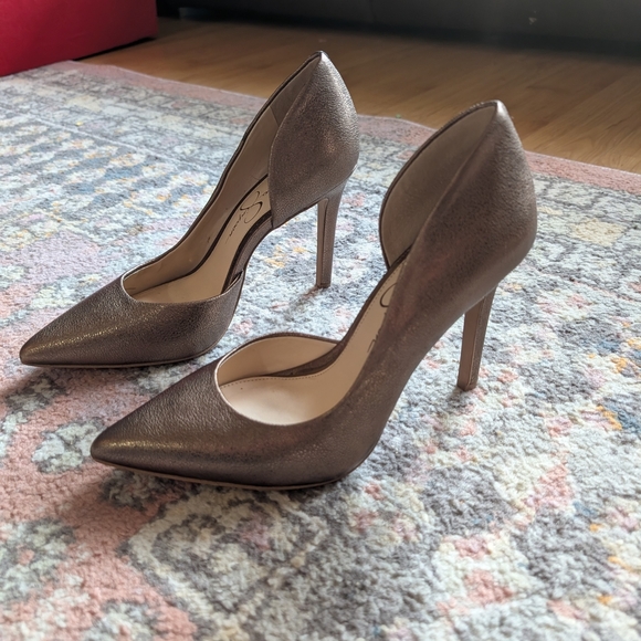 Jessica Simpson Metallic Brown Heels Bronze Claudette 6.5 - Picture 1 of 8